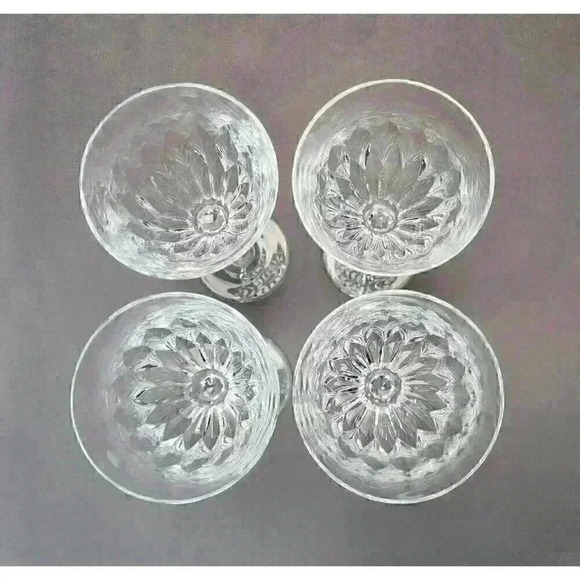 Vintage Josair Edith Crystal Large Claret Wine Glass Goblet Set 4 Glasses Signed - Picture 3 of 6